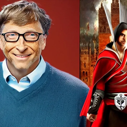 Image similar to bill gates from ben 1 0 as ezio auditore