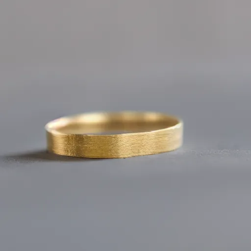 Image similar to very thin gold wedding ring, water texture on the ring, white background