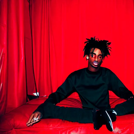Prompt: playboi carti in a red room