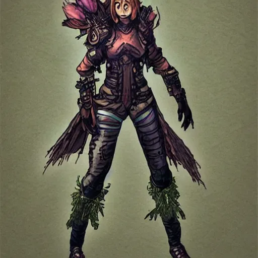 Image similar to female earth mage, character design, action pose : : spotlight, biopunk, forestpunk