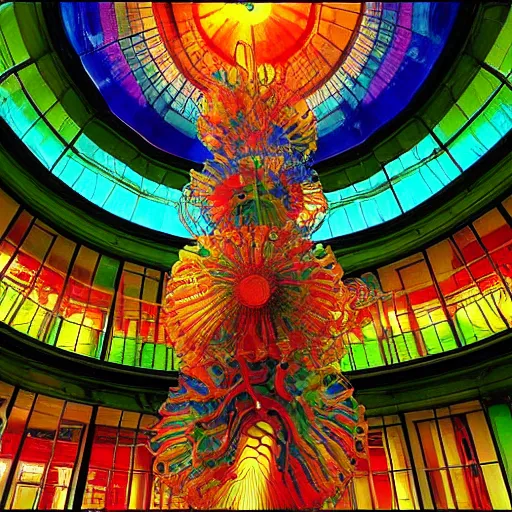 Prompt: a photo of the interior of a lighthouse created by dale chihuly