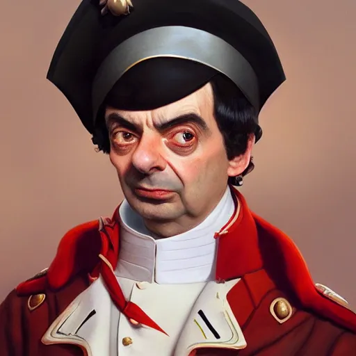 Image similar to a portrait of Mr Bean as Napoléon Bonaparte, detailed, centered, digital painting, artstation, concept art, donato giancola, WLOP, Boris Vallejo, Breathtaking, 8k resolution, extremely detailed, beautiful, establishing shot, artistic, hyperrealistic, octane render