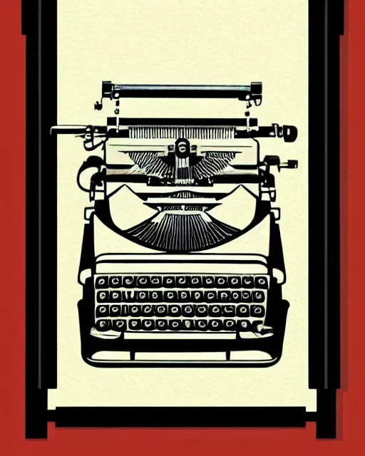 Prompt: artdeco illustration digital art typewriter. retro. old.