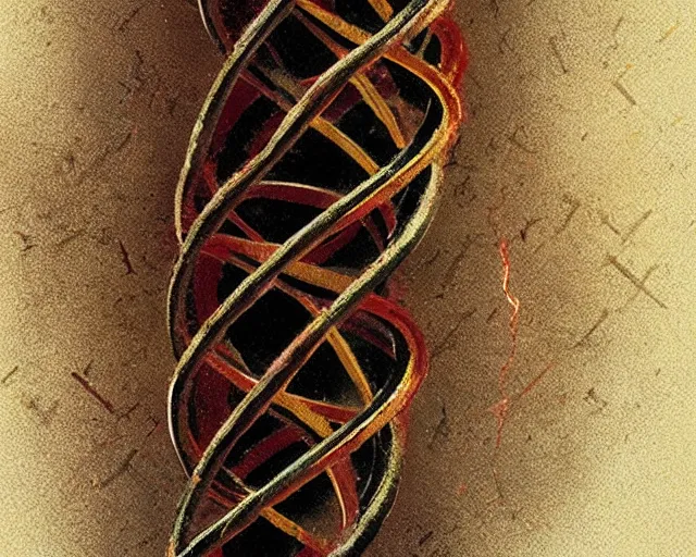 Image similar to double helix! dna, a closeup simple vector pop surrealism, by ( leonardo da vinci ) and greg rutkowski