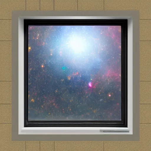 Image similar to the universe through a window, digital art, trending on artstation