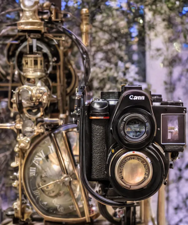 Prompt: high quality presentation photo of a functioning time machine in 1888, photography 4k f1.8 anamorphic bokeh 4k Canon Nikon