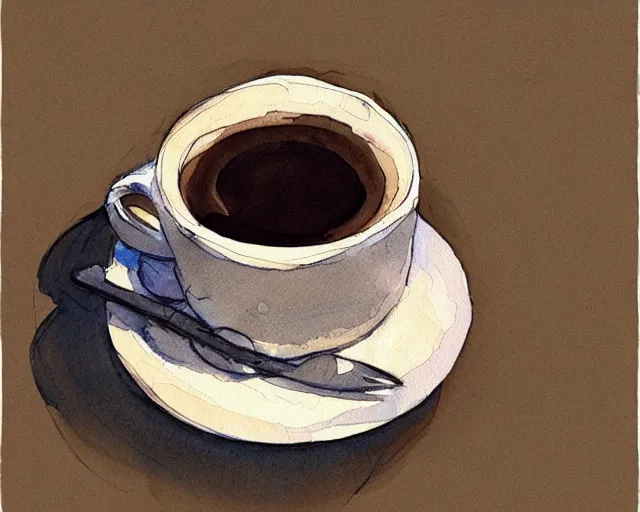 Image similar to a coffee shop smooth light color watercolor pen by dziuba evgeniya trending on artstation