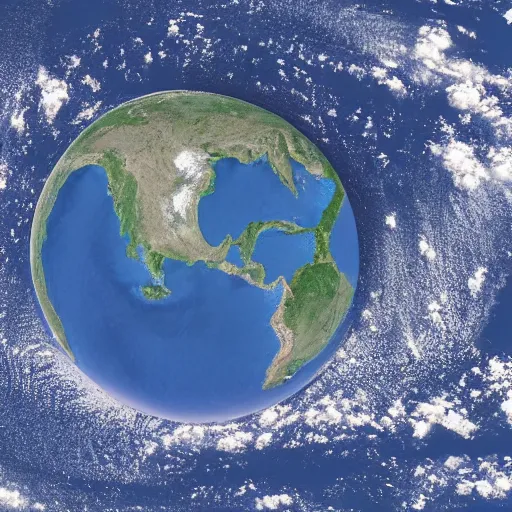 Image similar to satellite view of a flat earth from above