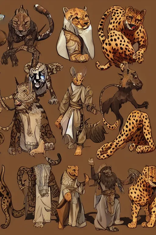 Image similar to Humanoid Cheetah, Animal face, D&D, Tabaxi Monk, Plain Monk-like robe attire, fantasy setting