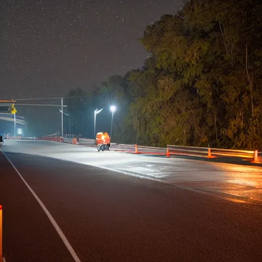 Image similar to road construction at night