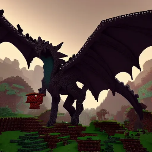 minecraft ender dragon artwork, Stable Diffusion