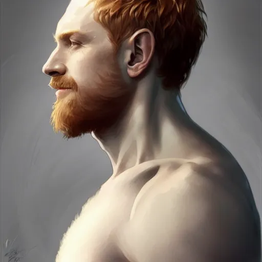 Image similar to beautiful natural middle aged male ginger god wearing a white perizoma, intricate, elegant, highly detailed, digital painting, artstation, concept art, smooth, sharp focus, illustration, art by artgerm and greg rutkowski and alphonse mucha and loish and WLOP