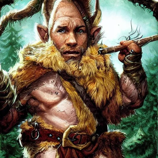 Image similar to ryan reynolds as a d & d gnome druid, by simon bisley