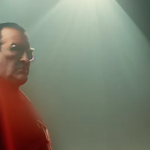 Prompt: from the movie a still of steven seagal as a fat batman, cinematic, studio lighting. god rays through fog. 4 k