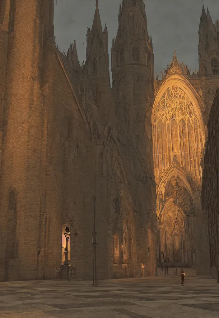 Image similar to a 5 0 mm shot of the hunchback of notre damme. rendered in octane