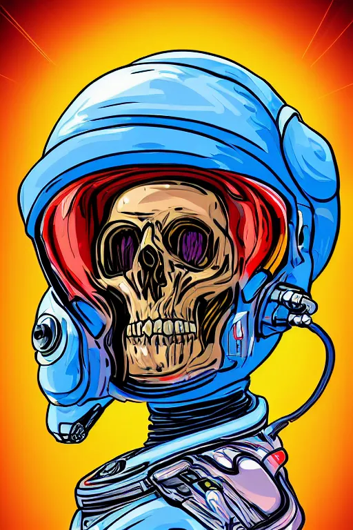 Image similar to portrait of a astronaut skeletor, art by ori toor, sticker, colorful, illustration, highly detailed, simple, smooth and clean vector curves, no jagged lines, vector art, smooth