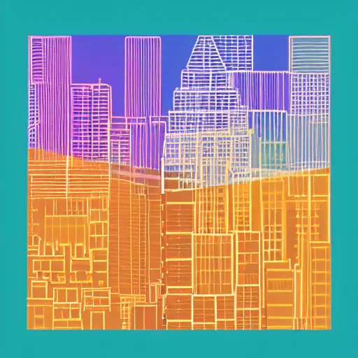 Image similar to geometric art of a city, made entirely from gradients, colorful, vector graphics