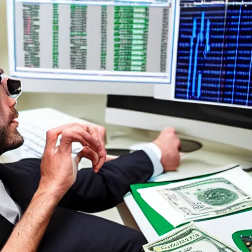 Image similar to a day trader watching his money disappear