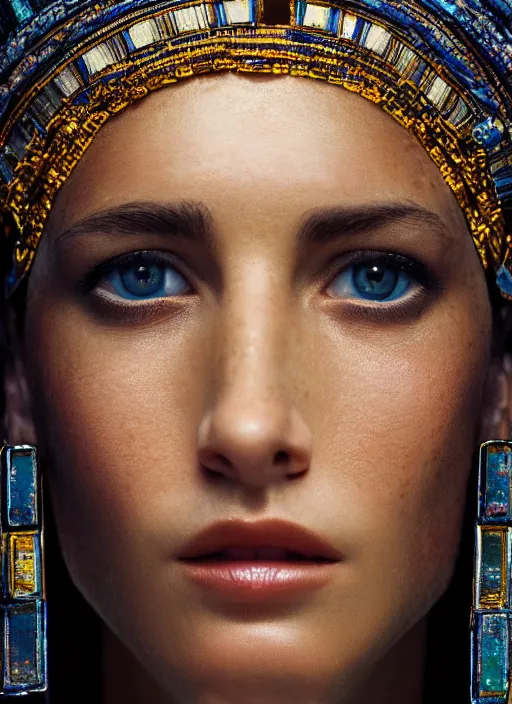 Image similar to closeup portrait of cleopatra, depth of field, zeiss lens, detailed, symmetrical, centered, fashion photoshoot, by Annie Leibovitz and Steve McCurry, David Lazar, Jimmy Nelsson, Breathtaking, 8k resolution, extremely detailed, beautiful, establishing shot, artistic, hyperrealistic, beautiful face, octane render