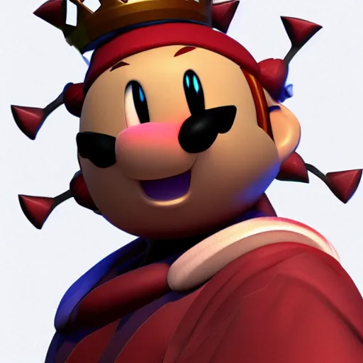 Prompt: nintendo kirby wearing crown of thorns, 3d render, detailed