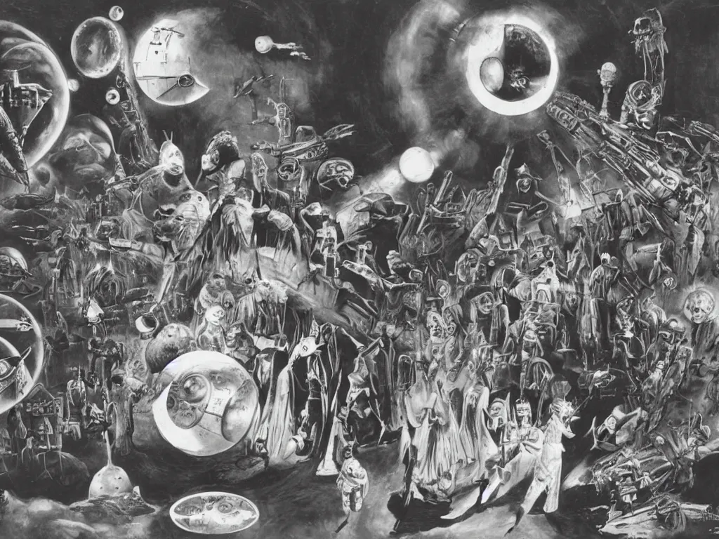 Image similar to A Scene from Star Wars as directed by Georges Méliès