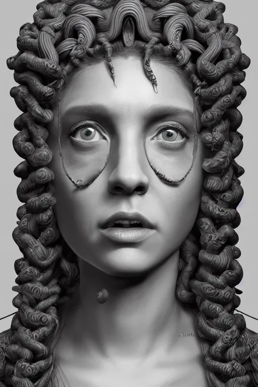 Image similar to a detailed matte portrait of medusa mother of the gorgons, trending on artstation, photorealistic, cgi, 8 k