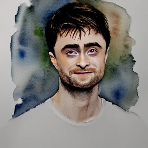 Prompt: daniel radcliffe, portrait, watercolor,