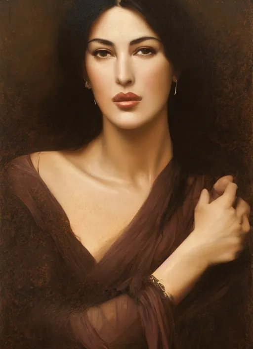 Prompt: a beautiful painting of monica bellucci by felix resurreccion hidalgo, pre-raphaelite, detailed, trending on artstation, hd, masterpiece