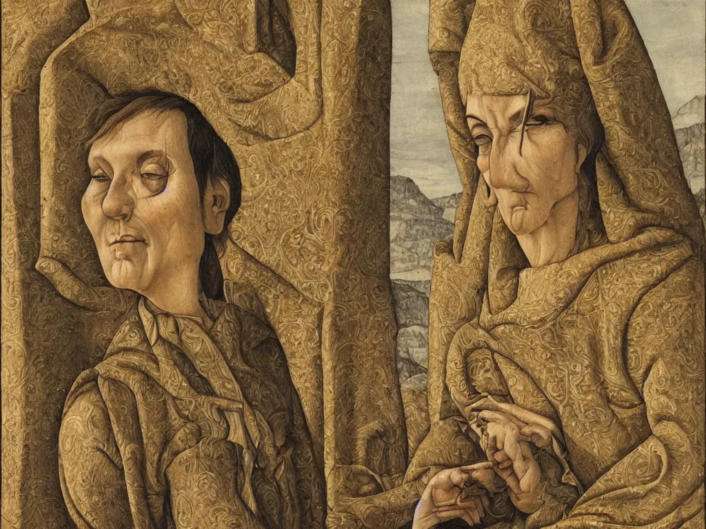 Image similar to a portrait of a character in a scenic environment by carlo crivelli