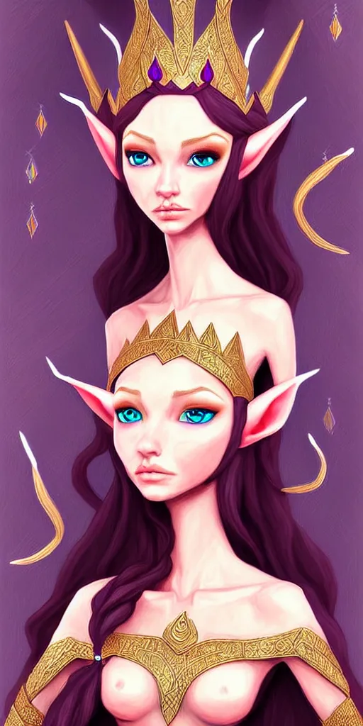 Image similar to an elf queen, digital art, highly detailed, elegant, art by serafleur.