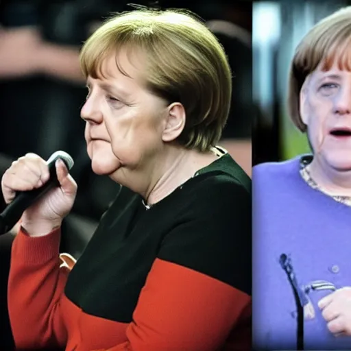 Prompt: Angela Merkel final battle 8 mile eminem
