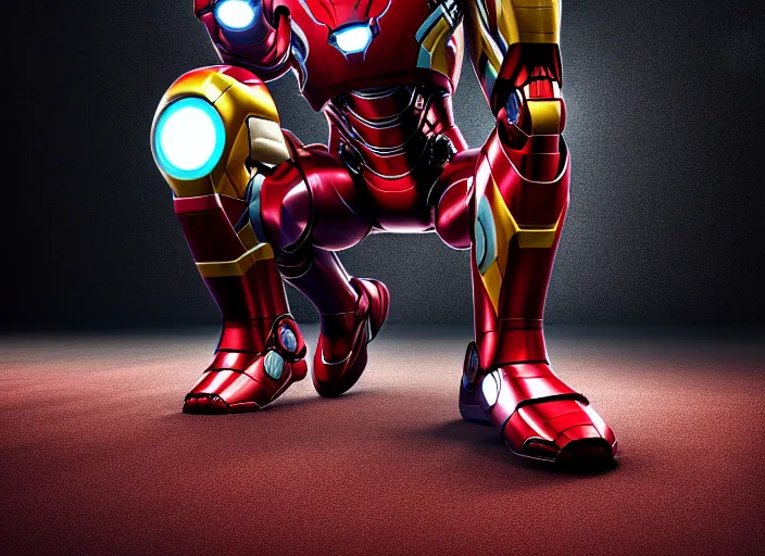 Image similar to basketball sneakers concept of iron man, picture by tim burton, render, cinema 4 d, octane render