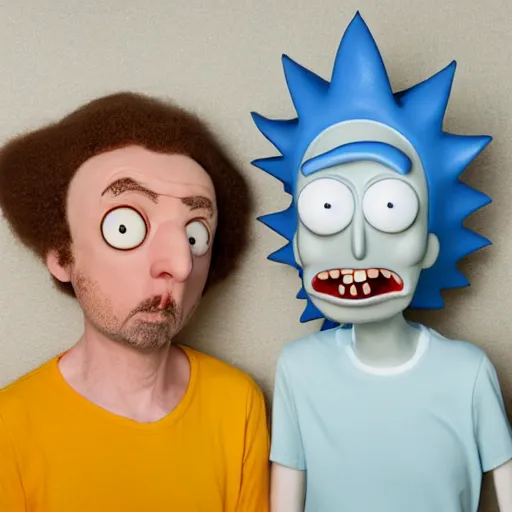 Image similar to real life rick and morty, DLSR photograph