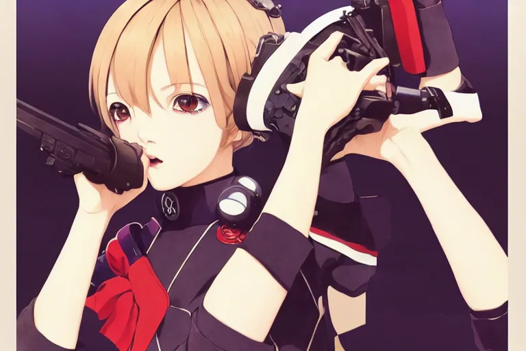 Image similar to last exile, ilya kuvshinov illustration colorful anime portrait of reol's album cover sigma, murata range, fine detail, perfect anime face, dramatic lighting, dynamic composition, moody, vivid, fine stippled lighting, grain, art deco, cel shading, rich texture, yoshinari yoh, takashi murakami