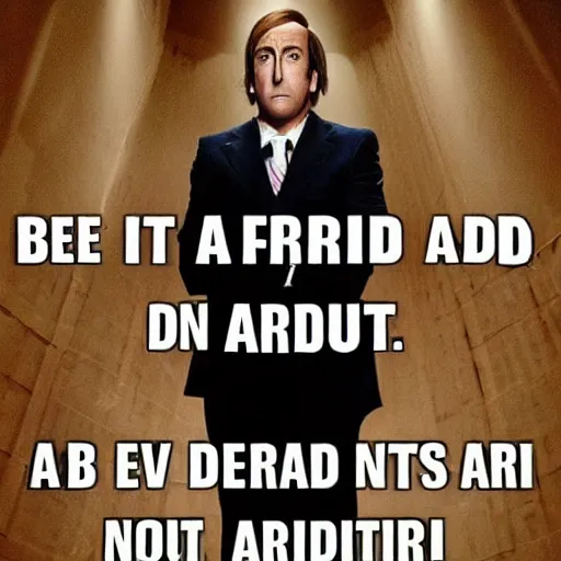 Image similar to Be not afraid be not afraid be not afraid be not afraid they are coming they are hunting they are eating they are devouring. Saul Goodman