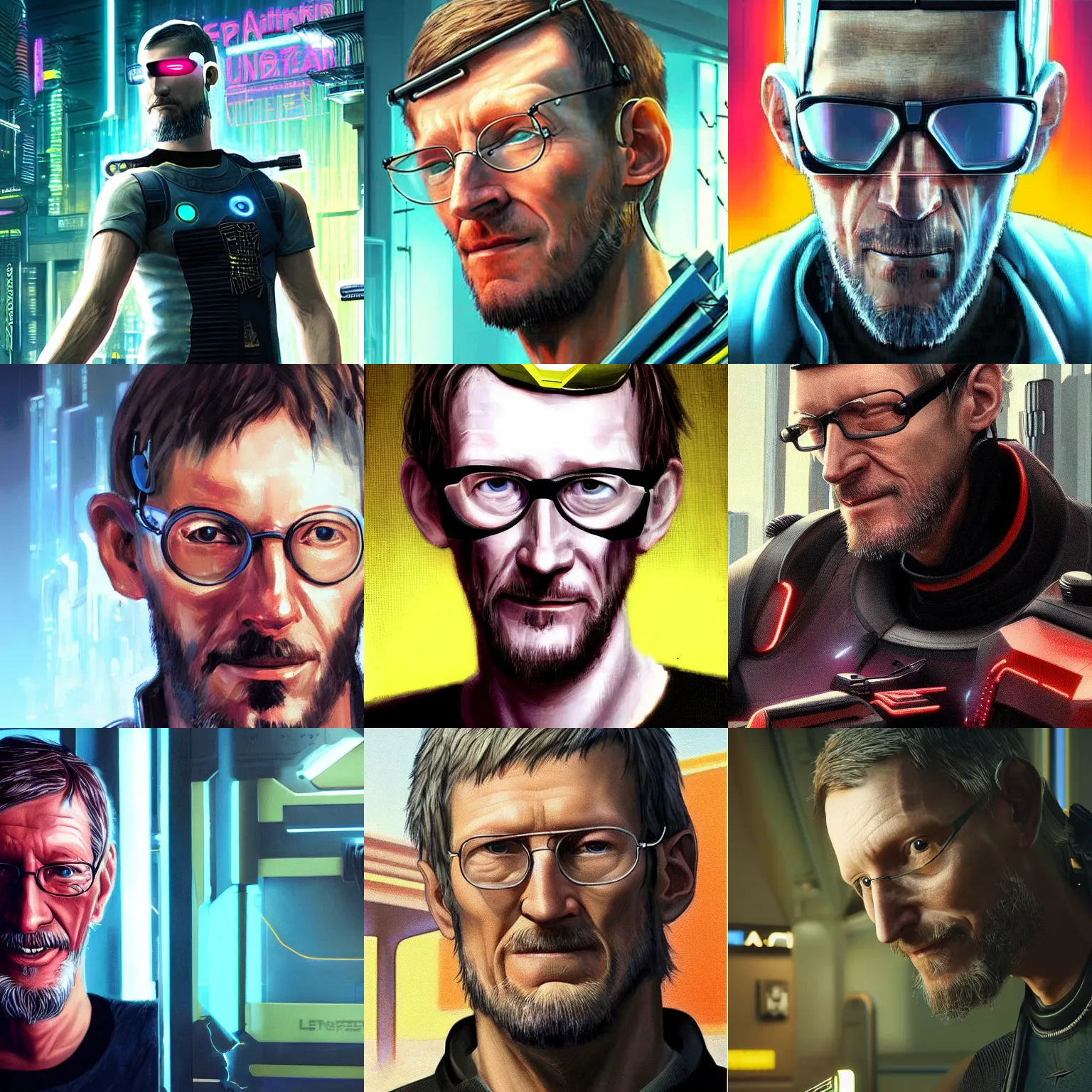 Prompt: philosopher alvin plantinga, cyberpunk 2 0 7 7 portait art