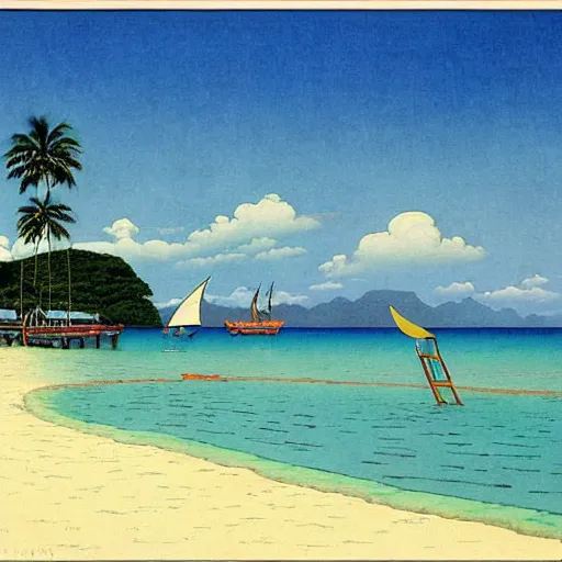 Prompt: Boracay Philippines, Hasui Kawase