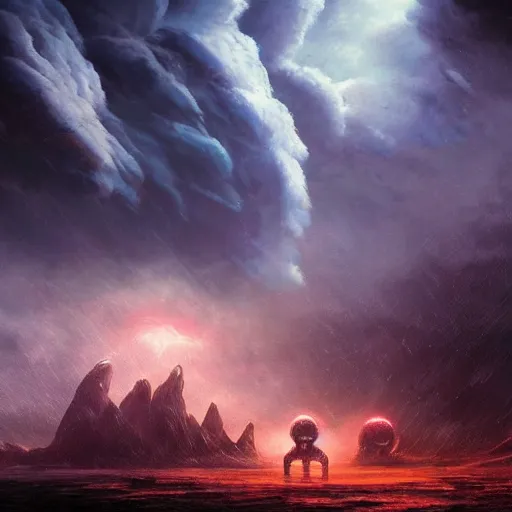 Image similar to storm on alien planet, 4 k, artstation, pinterest.