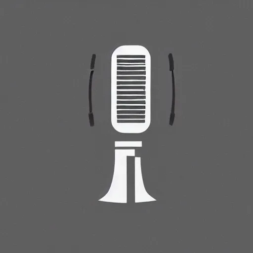 Image similar to a minimal logo of a seagull bird talking to a microphone at a podcast