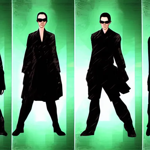 Prompt: the matrix character concepts