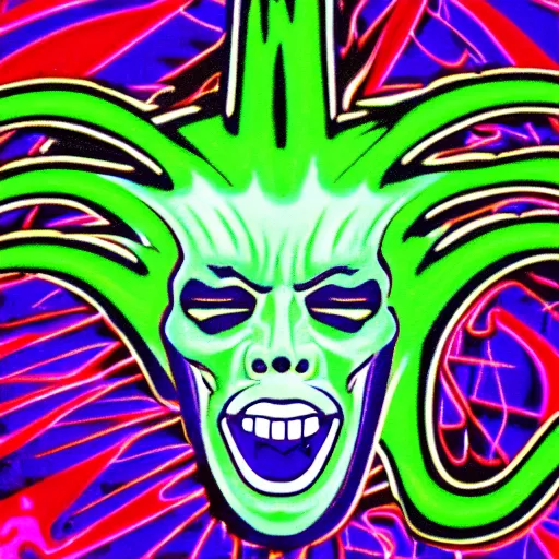 Image similar to evil angry face, psychedelic, vaprwave,'9 0 s