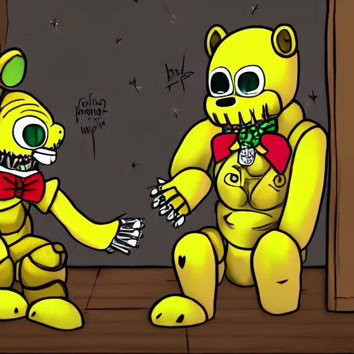 Prompt: springtrap from five nights at freddy ’ s going on a date with sans from undertale