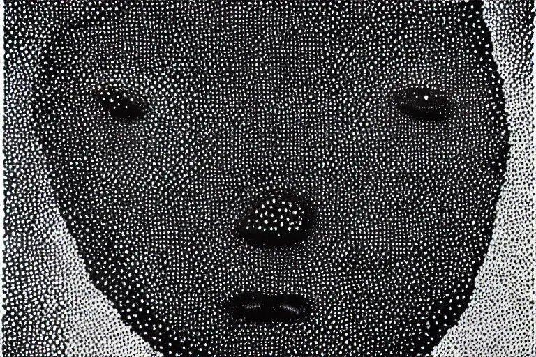 Image similar to face made out of planet, faceless people dark, dots, drip, stipple, pointillism, technical, abstract, minimal, style of francis bacon, asymmetry, pulled apart, cloak, hooded figure, made of dots, abstract, balaclava