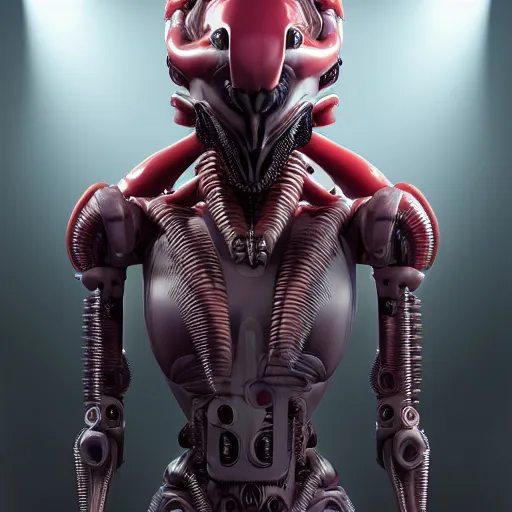 Image similar to futuristic cyberpunk alien xenomorh queen robot concept, highly detailed, photorealistic portrait, bright studio setting, studio lighting, crisp quality and light reflections, unreal engine 5 quality render