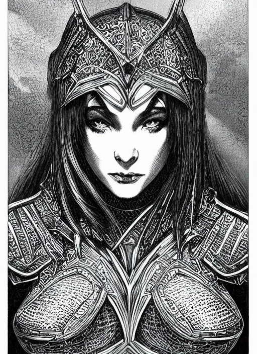 Prompt: portrait of nephenee from fire emblem, fantasy pen and ink by virgil finlay, trending on artstation, HD, intricate, masterpiece, concept art, character design