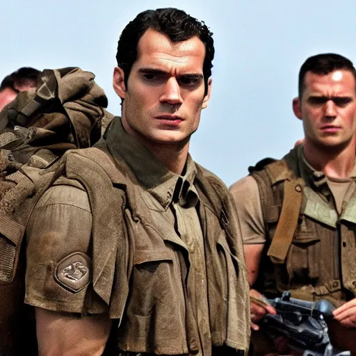 Image similar to Henry Cavill starring in saving private Ryan