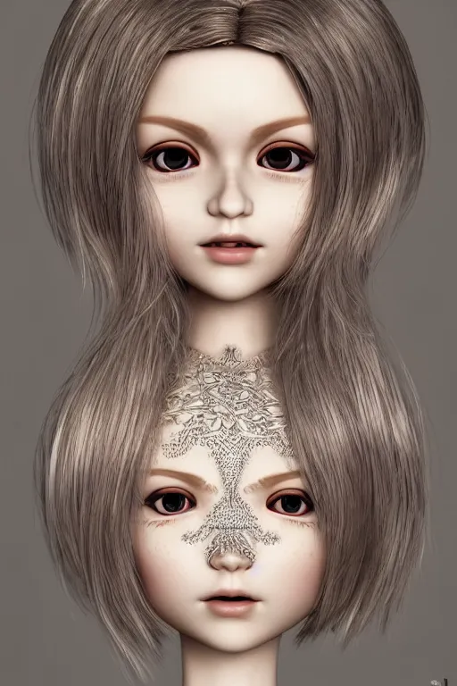 Prompt: beautiful ball jointed doll, long shiny hair, beautiful face, full body, intricate detailed, sharp focus, octane render, high quality, Symmetrical composition, 8k, volumetric lighting, on trending on pinterest, black background