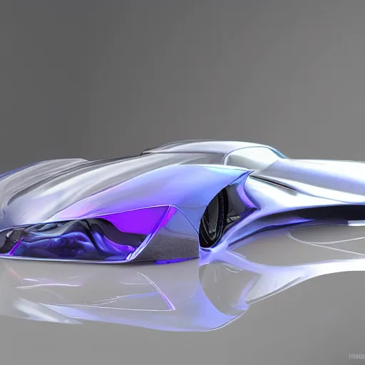 Prompt: concept car with wings and iridescent paint, octane, grandure, highly detailed, reflective marble floor