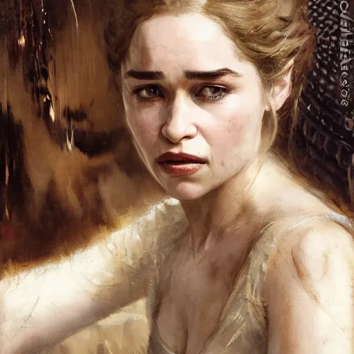 Prompt: emilia clarke with long fangs, detailed, by gaston bussiere, bayard wu, greg rutkowski, giger, maxim verehin, greg rutkowski, masterpiece, sharp focus,