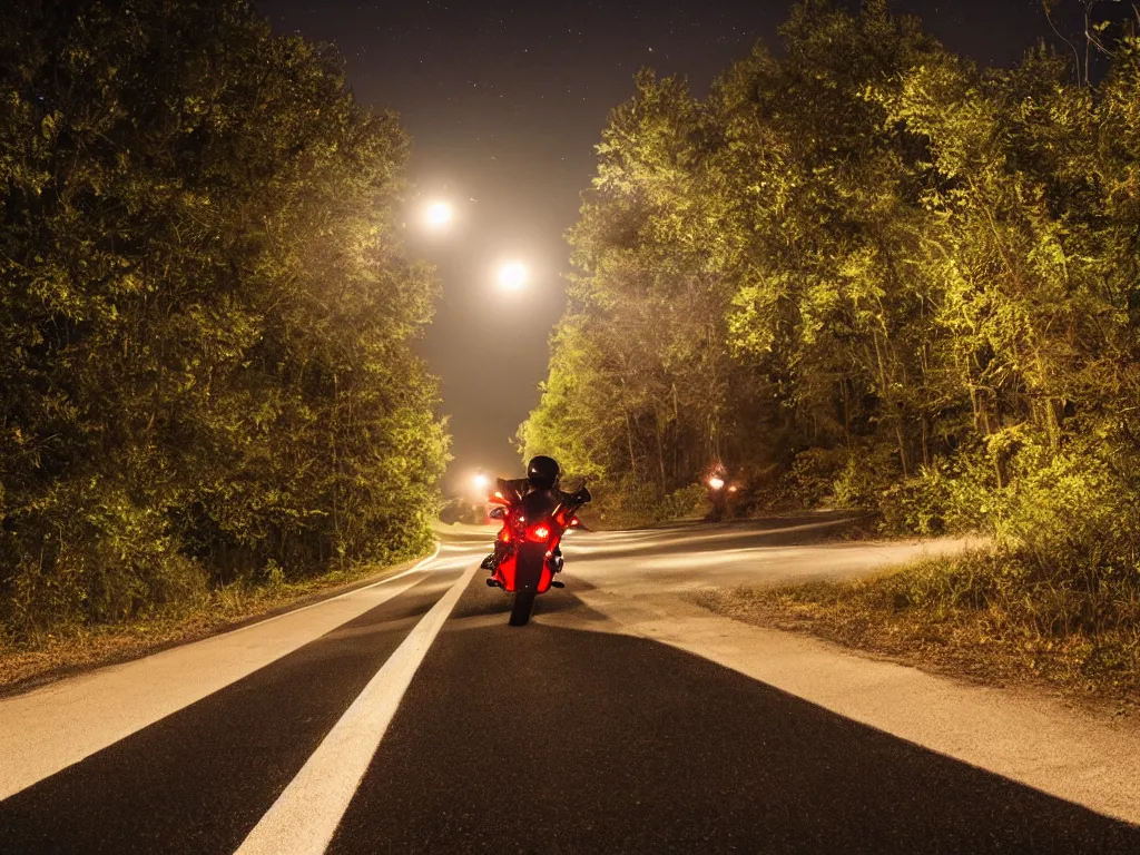 Image similar to motorcycle night ride moonlit road
